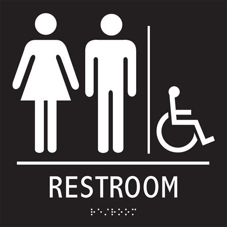 Restroom Sign with Braille 9" x 6