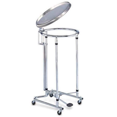 Round Chrome Step-On Hamper with Stainless Steel Lid Round Chrome Step-On Hamper Stainless Steel Lid - 19.625" Dia x 36"H