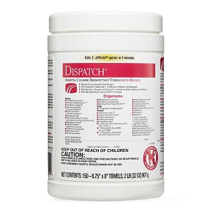 Clorox Dispatch Hospital Disinfectant Towels with Bleach - Dispatch Bleach Wipes, - 69260