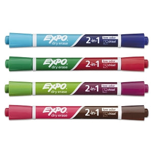 Newell Brands Two-in-One Dry Erase Markers - EXPO Four Two-in-One Dry-Erase Markers for Eight Assorted Colors - 1944656