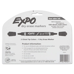 Newell Brands Two-in-One Dry Erase Markers - EXPO Four Two-in-One Dry-Erase Markers for Eight Assorted Colors - 1944656