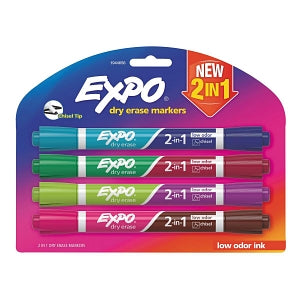 Newell Brands Two-in-One Dry Erase Markers - EXPO Four Two-in-One Dry-Erase Markers for Eight Assorted Colors - 1944656
