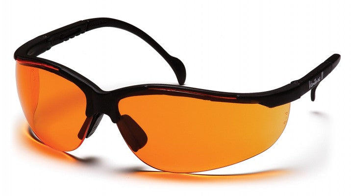 Venture II Safety Glasses with Black Frame and Orange Lens