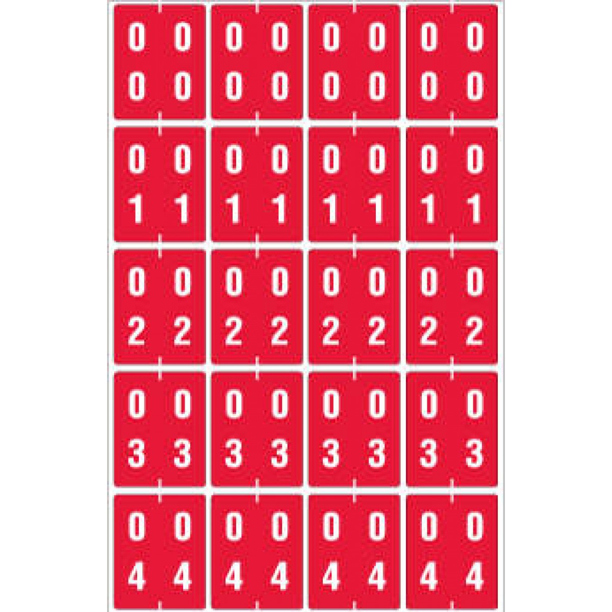 Ames Compatible Double Digit Color Code Label Numeric 00-04 1 1/2" X 1 ...