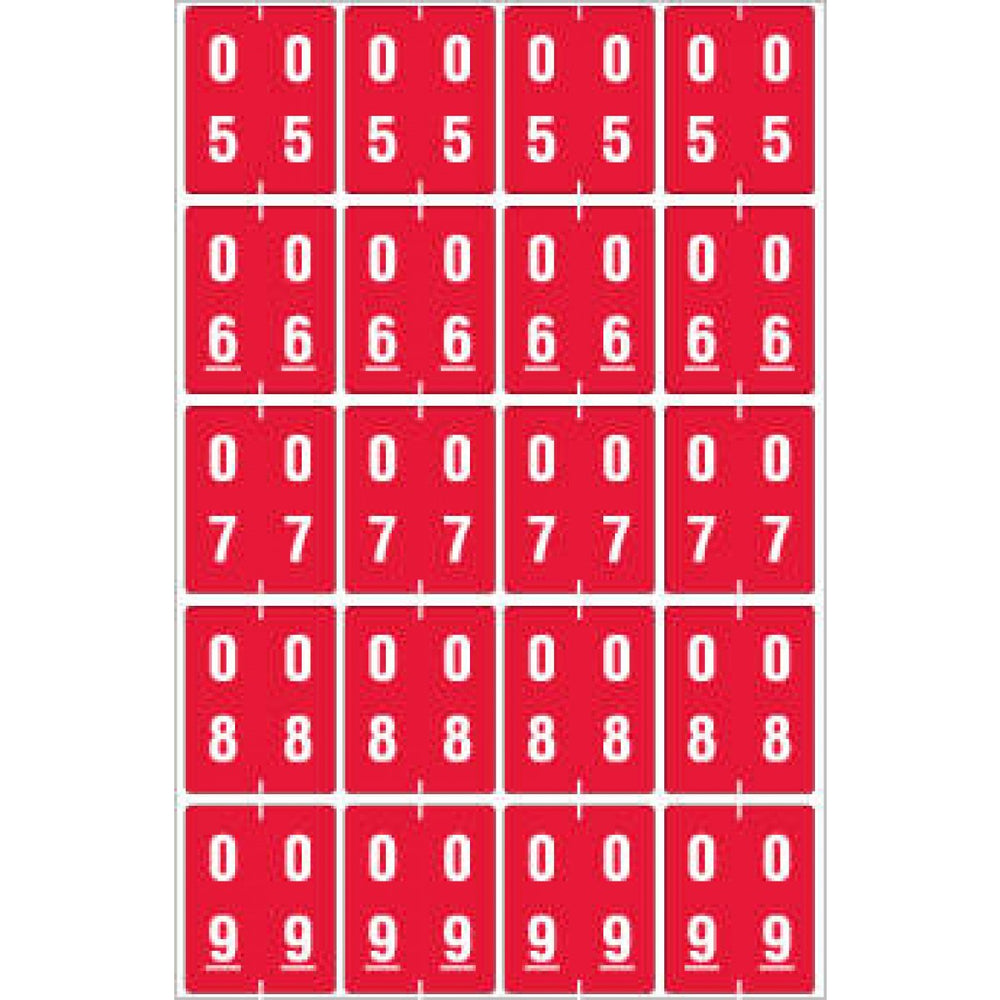 Ames Compatible Color-Code Label Mylar Coated For Durabilitynumeric Double Digit Compatible Series 1 1/2"W X 1 7/8"H 20/Sheet