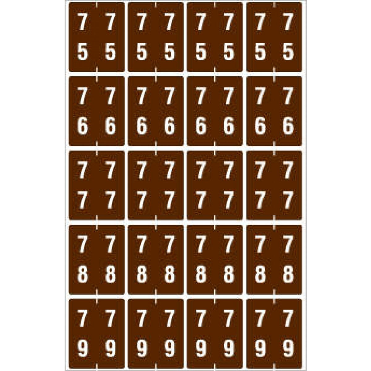 Ames Compatible Double Digit Color Code Label Numeric 75-79 1 1/2