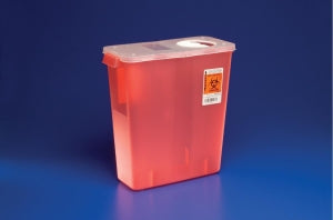 Cardinal Health Multipurpose Sharps Containers - Multipurpose Sharps Container with Hinged Lid, Red, 2 gal. - 8990SA