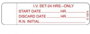 Shamrock Scientific Labels for Intravenous Tubing Changes - LABEL, IV TUBING, 3/4 X 3, 96 HOURS, 1000/RL - IV-5