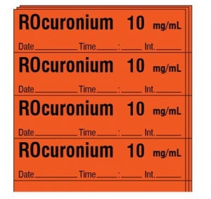 Shamrock Scientific Rocuronium Tape (Anesthesia Tape) - Rocuronium Label Tape, Date, 10mg / mL - SA-2223-DTI