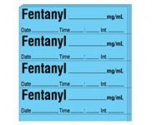 Shamrock Scientific Medication / Drug Labels - Anesthesia Drug Label for Syringe Identification, Fentanyl, Date, Time, Initial, 1/2" x 2", Blue - SA-241-DTI-PK
