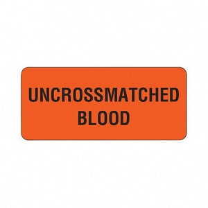 Shamrock Blood Collection Compatibility Labels - Uncrossmatched Labels, Red, 6-Roll Minimum Order - CCLAC-UNCROSSMATCHED