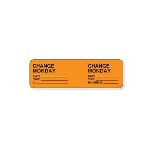 PDC Healthcare IV Set Labels - IV Set Label, Change Monday, Fluorescent Orange, 1000/Roll - 59704488WW