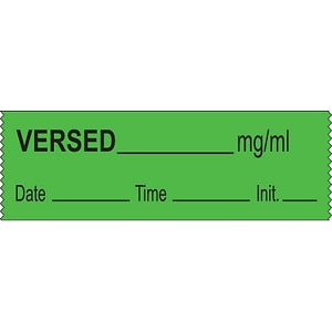 Brady Worldwide Removable Labetalol Anesthesia Tape - "Versed mg / mL" Tape, 1/2" x 500", Orange - 59726164