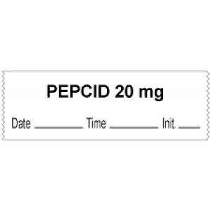 Brady Worldwide Removable Labetalol Anesthesia Tape - "Pepcid 20 mg" DTI Tape, 1/2" x 500", White - 59726982