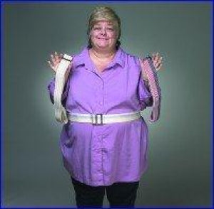 Skil-Care Bariatric Gait Belts - Bariatric Cotton Gait Belt with Metal Buckle, Pinstripe, White, 72" - 252074