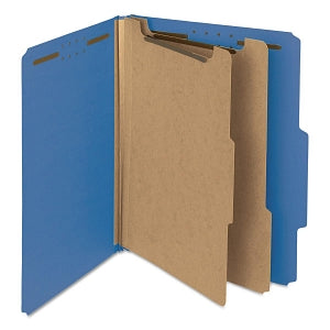 Smead Manufacturing Co. 100% Recycled Pressboard Classification Folder - Blue Letter-Sized Six-Section Recycled 25 pt. Pressboard Classification Folders - 14062