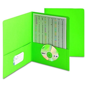 Smead Two-Pocket Folders with Business Card and DVD Slots - Green Standard 2-Pocket Folders with Business Card and CD / DVD Slots, Letter Size - 87855