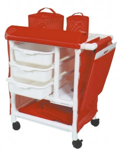 MJM International 1000 Series Emergency Crash Cart - 1000 Series Emergency Crash Cart with Red Panels, 31.5"L x 20"W x 36.5"H - 1010-3TW