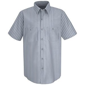 Vf Workwear-Div / Vf Imagewear (W) Long Sleeve Patterned Industrial Work Shirts - Men's Long-Sleeve Industrial Work Shirt, Light Blue with Navy Stripes, Size 4XL - SP20BB4XL