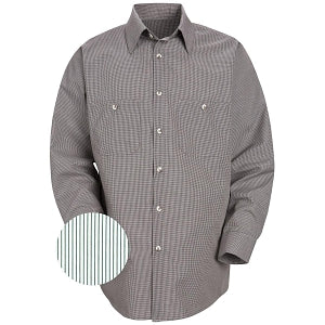 Vf Workwear-Div / Vf Imagewear (W) Long Sleeve Patterned Industrial Work Shirts - Men's Long-Sleeve Industrial Work Shirt, White with Green Stripes, Size L - SP10GWL