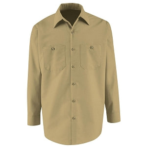 VF Imagewear Long Sleeve Industrial Work Shirts - Men's 65% Poly/35% Cotton Long-Sleeve Industrial Work Shirt, Khaki, Size XL - SP14KKXL