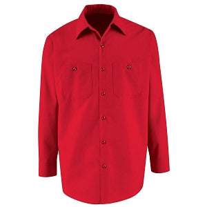 VF Imagewear Long Sleeve Industrial Work Shirts - Men's 65% Poly/35% Cotton Long-Sleeve Industrial Work Shirt, Red, Size XL - SP14RDXL