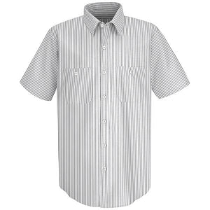Vf Workwear-Div / Vf Imagewear (W) Long Sleeve Patterned Industrial Work Shirts - Men's Short-Sleeve Industrial Work Shirt, White with Charcoal Stripes, Size M - SP20CWSSLM