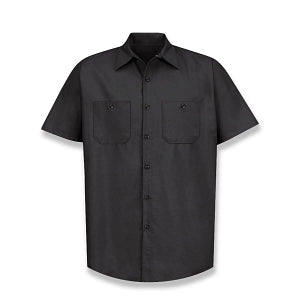 Vf Workwear-Div / Vf Imagewear (W) Short Sleeve Industrial Solid Work Shirts - Men's Short-Sleeve Industrial Solid Work Shirt, 65% Polyester/35% Cotton, Black, Size 2XL - SP24BKXXL
