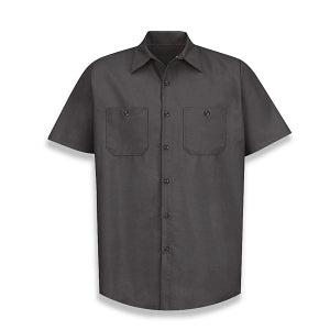 Vf Workwear-Div / Vf Imagewear (W) Short Sleeve Industrial Solid Work Shirts - Men's Short-Sleeve Industrial Solid Work Shirt, 65% Polyester/35% Cotton, Charcoal, Size XL Long - SP24CH-SSL-XL