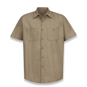 Vf Workwear-Div / Vf Imagewear (W) Short Sleeve Industrial Solid Work Shirts - Men's Short-Sleeve Industrial Solid Work Shirt, 65% Polyester/35% Cotton, Khaki, Size XL - SP24KKXL