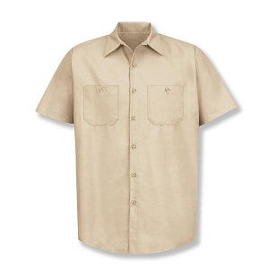 Vf Workwear-Div / Vf Imagewear (W) Short Sleeve Industrial Solid Work Shirts - Men's Short-Sleeve Industrial Solid Work Shirt, 65% Polyester/35% Cotton, Light Tan, Size S - SP24LTS