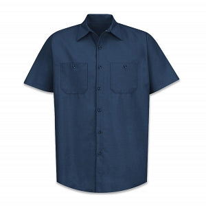 Vf Workwear-Div / Vf Imagewear (W) Short Sleeve Industrial Solid Work Shirts - Men's Short-Sleeve Industrial Solid Work Shirt, 65% Polyester/35% Cotton, Navy, Size 2XL Long - SP24-NAVY-XXL-LONG