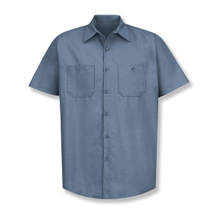 Vf Workwear-Div / Vf Imagewear (W) Short Sleeve Industrial Solid Work Shirts - Men's Short-Sleeve Industrial Solid Work Shirt, 65% Polyester/35% Cotton, Postman Blue, Size L - SP24PBL