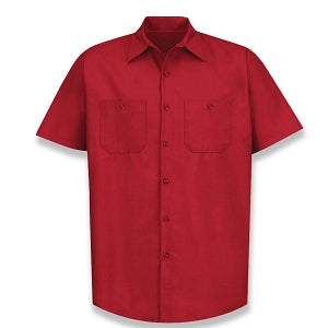Vf Workwear-Div / Vf Imagewear (W) Short Sleeve Industrial Solid Work Shirts - Men's Short-Sleeve Industrial Solid Work Shirt, 65% Polyester/35% Cotton, Red, Size 5XL - SP24RD5XL