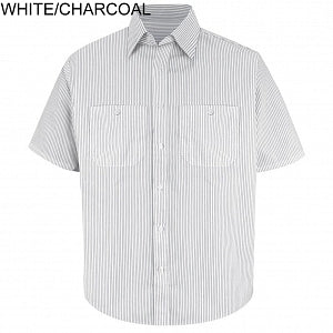 Vf Workwear-Div / Vf Imagewear (W) Men's Short Sleeve Striped Dress Shirts - Men's Dress Shirt, Short Sleeves, White and Gray Stripes, Size X - SP60CWXL
