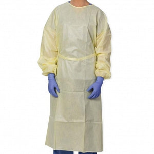S2S Global AAMI Rated Level 2 Isolation Gowns - Isolation Gown with Thumb Loops and Over-the-Head Style, AAMI Levels 1-3, Trilayer SMS Material, Yellow, Universal Size - 2346