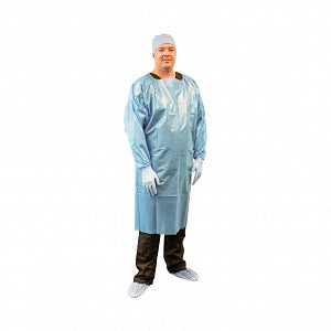 S2S Global Over-The-Head Poly Cover Gowns - Over-The-Head Polyethylene-Coated Cover Gown, Blue, Size XL - 2368