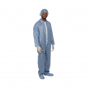S2S Premier Pro Disposable Coveralls - Disposable Coverall, Open Cuffs and Ankles, SMS Material, Blue, Size L - 2514