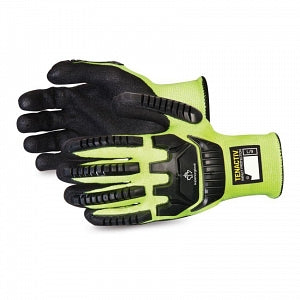 Superior Glove Works Ltd TenActiv Hi-Viz Impact-Resistant Gloves with Nitrile Grip - TenActiv Mechanics Anti-Impact Hi-Viz Cut Level A4 Industrial Gloves, Size XL - STAGYPNVB10