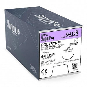 Surgical Specialties Absorbable Undyed Reverse Cut PolySyn Braided Suture - Polyglycolic Acid Reverse Cut Undyed Suture, CT-2 Needle, 4-0, 27" - G415N