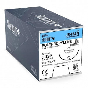 Surgical Specialties Blue Monofilament Polypropylene Sutures - SUTURE, POLYPROPYLENE0 BLUE, 1X30", CT - J8434N