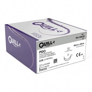 Surgical Specialties Quill PDO Barbed Sutures - PDO Bidirectional Violet Absorbable Suture with 26 mm 1/2 Circle Taper Point SH Needle, 40 x 40 cm Long, Size 2-0 - RA-1057Q