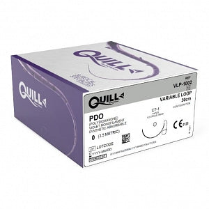 Surgical Specialties Quill PDO Barbed Sutures - PDO Variable Loop Violet Absorbable Suture with 36 mm 1/2 Circle Taper Point CT-1 Needle, 30 cm Long, Size 0 - VLP-1002