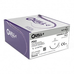 Surgical Specialties Quill PDO Barbed Sutures - PDO Variable Loop Violet Absorbable Suture with 40 mm 1/2 Circle Taper Point CT Needle, 70 cm Long, Size 1 - VLP-2013