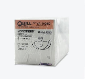 Surgical Specialties Quill Monoderm Barbed Sutures - Monoderm Bidirectional Undyed Absorbable Suture with 36 mm 1/2 Circle Taper Point CT-1 Needle, 36 x 36 cm Long, Size 0 - YA-1029Q