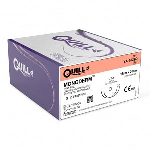 Surgical Specialties Quill Monoderm Barbed Sutures - Monoderm Bidirectional Undyed Absorbable Suture with 36 mm 1/2 Circle Taper Point CT-1 Needle, 36 x 36 cm Long, Size 0 - YA-1029Q