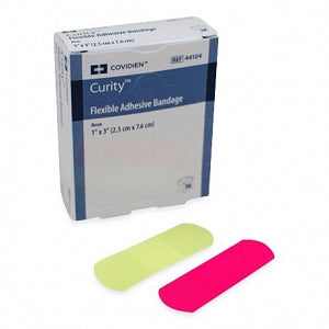 Cardinal Health Curity Flexible Adhesive Bandages - Curity Flexible Adhesive Bandage, Neon, 1" x 3" - 44104
