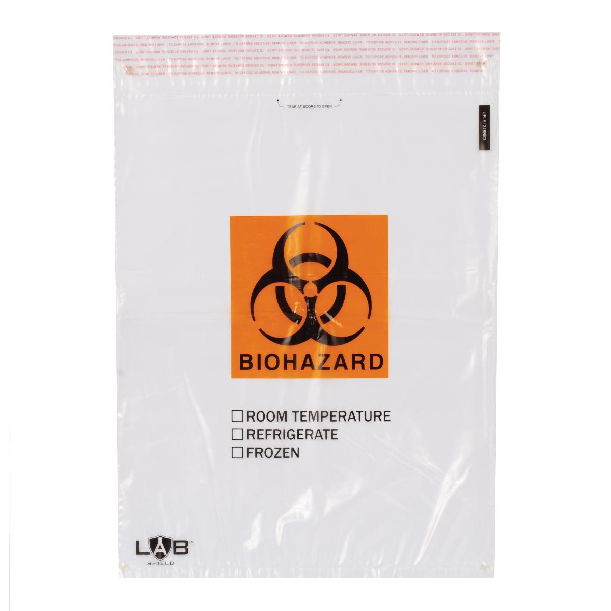 Labshield Adhesive-Seal Biohazard Bags b — Grayline Medical
