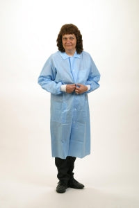 Safety Zone Blue Polypro Lab Coat with Three Pockets - Blue Polypro Lab Coat, 3 Pockets, Wrist, 50 gm Weight, Size L - DLBL-LG-SMS50
