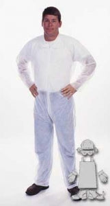 Safety Zone Polypropylene Coverall - Polypropylene Coveralls, Centerline Zipper, White, Size L - DCWH-LG